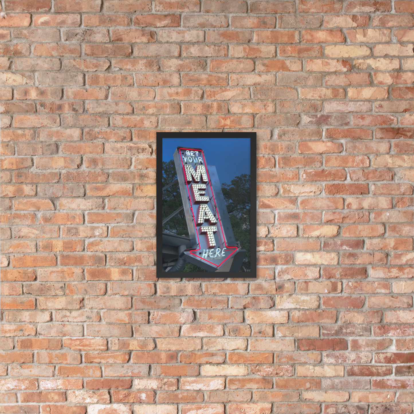 Framed Original Photograph - Meat Here!