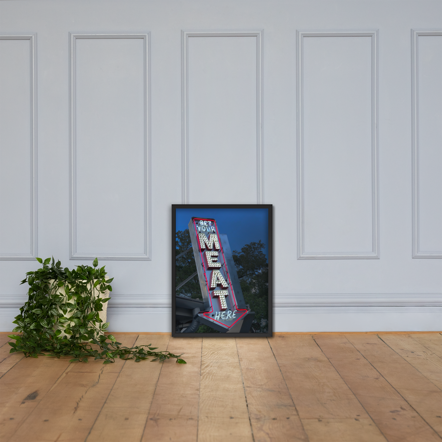 Framed Original Photograph - Meat Here!